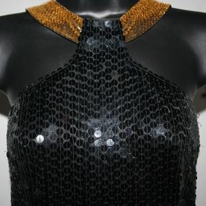 Black and Gold Sequin Dress